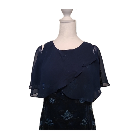 Scarlett Navy Blue Sequined Cold Shoulder Cocktail/Evening Dress, Sz 12, NWT - Picture 4 of 8